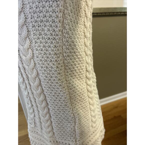 The Irish Store Women's Wool Sweater mixed Cable Knit tunic slits Ivory Size m - Picture 11 of 16